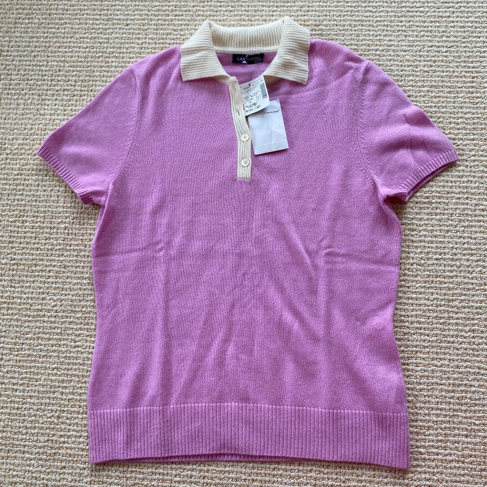 Lands End Short Sleeved Button Up Sweater